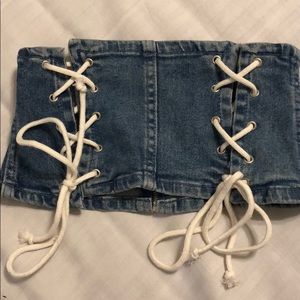 Denim waist corset